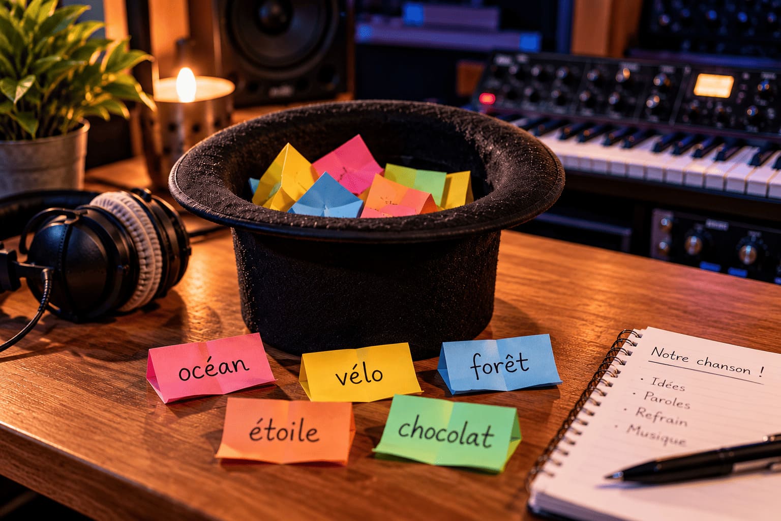 Jeu de mots tirés au hasard pour composer une chanson